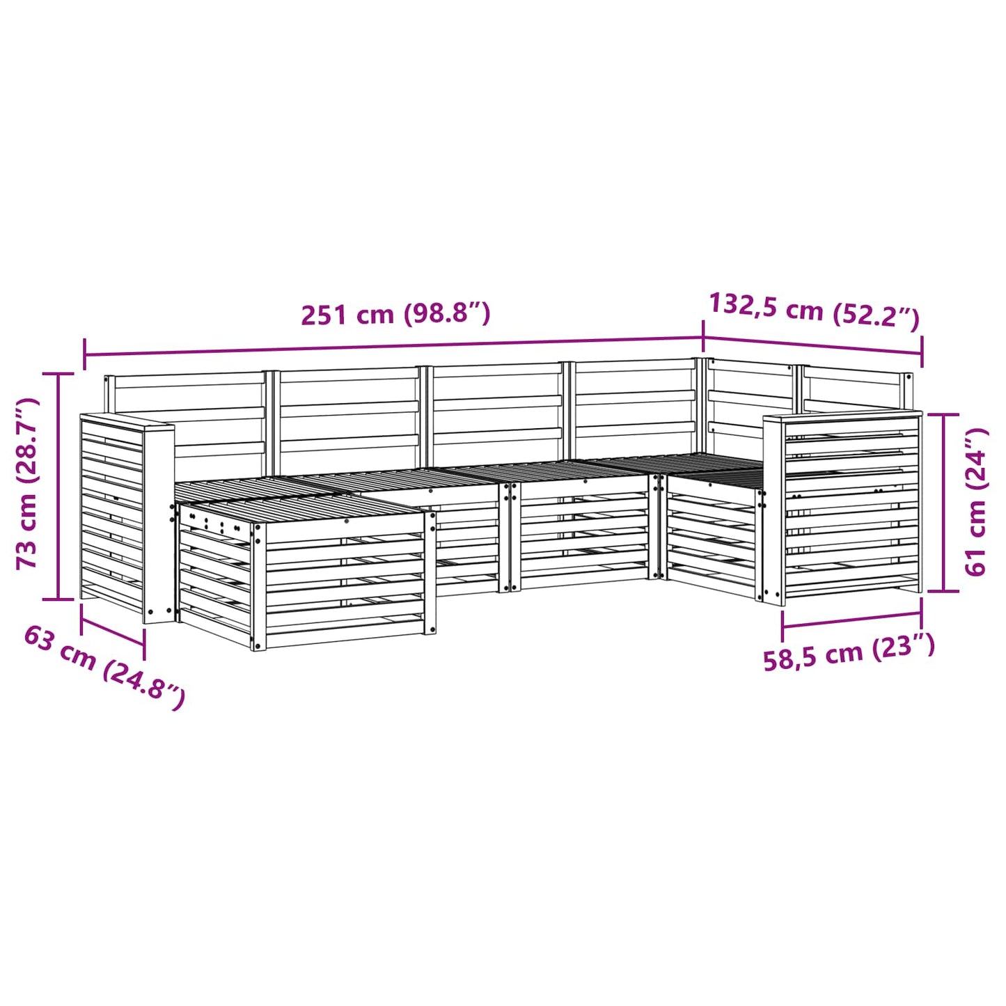 Outdoor Sofa Set 6 pcs White Polyester