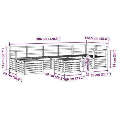 Outdoor Sofa Set 8 pcs White 59 x 59 x 37 cm Solid Acacia Wood