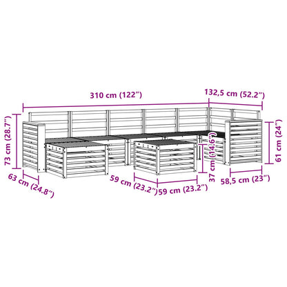 Outdoor Sofa Set 8 pcs White 59 x 59 x 37 cm Solid Acacia Wood