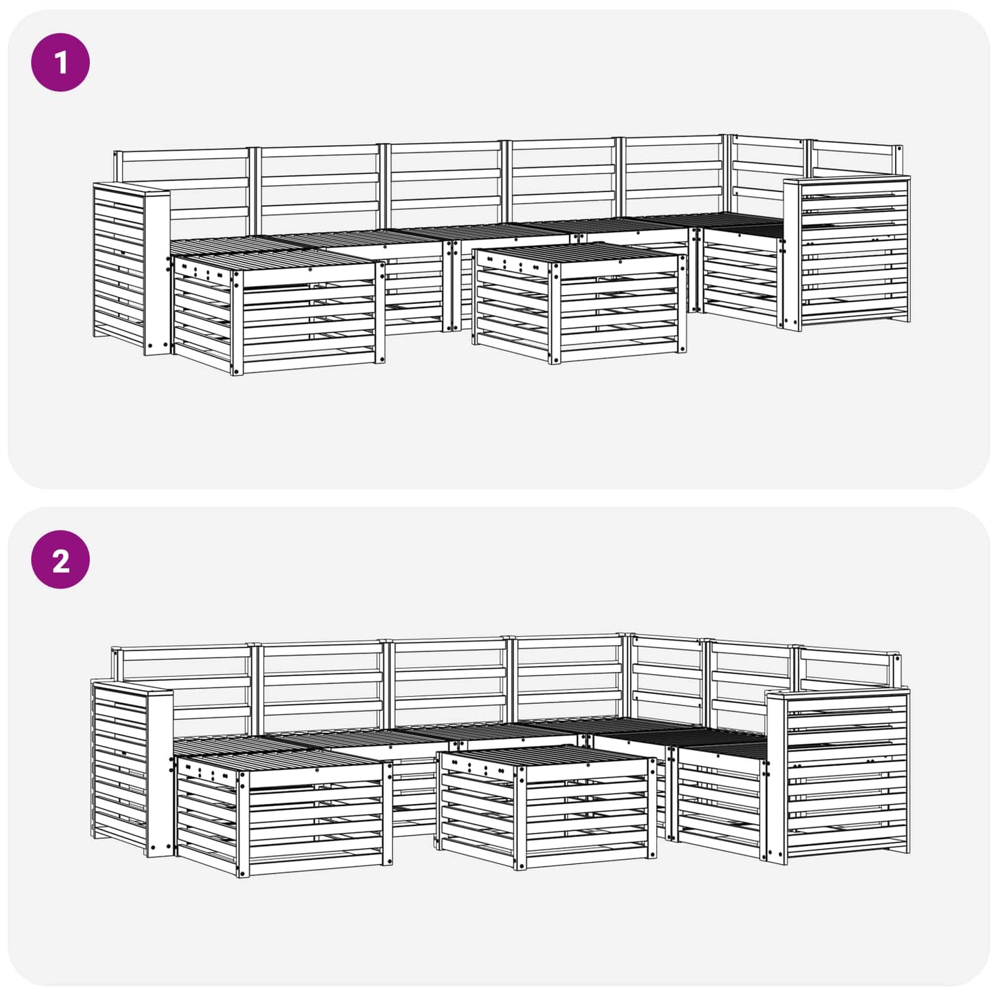 Outdoor Sofa Set 8 pcs White 59 x 59 x 37 cm Solid Acacia Wood