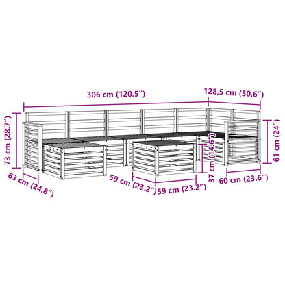 Outdoor Sofa Set 8 pcs White 59 x 59 x 37 cm Solid Acacia Wood