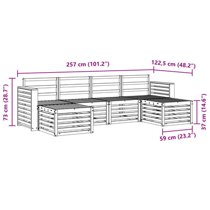 Outdoor Sofa Set 6 pcs White 257 x 122.5 x 73 cm