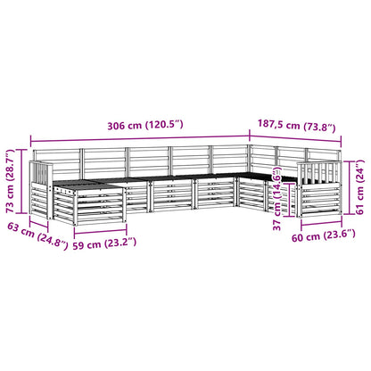 Outdoor Sofa Set 8 pcs White 306 x 187.5 x 73 cm