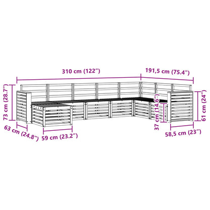 Outdoor Sofa Set 8 pcs White 310 x 191.5 x 73 cm