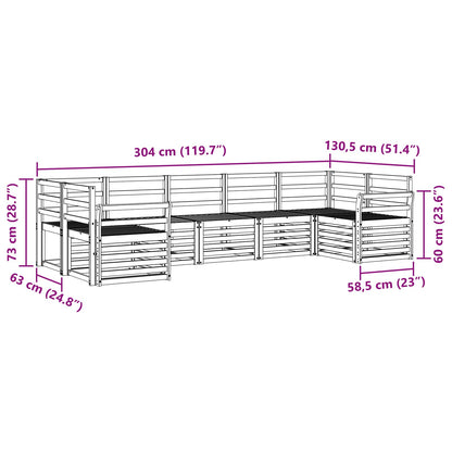 Outdoor Sofa Set 7 pcs White 304 x 130.5 x 73 cm