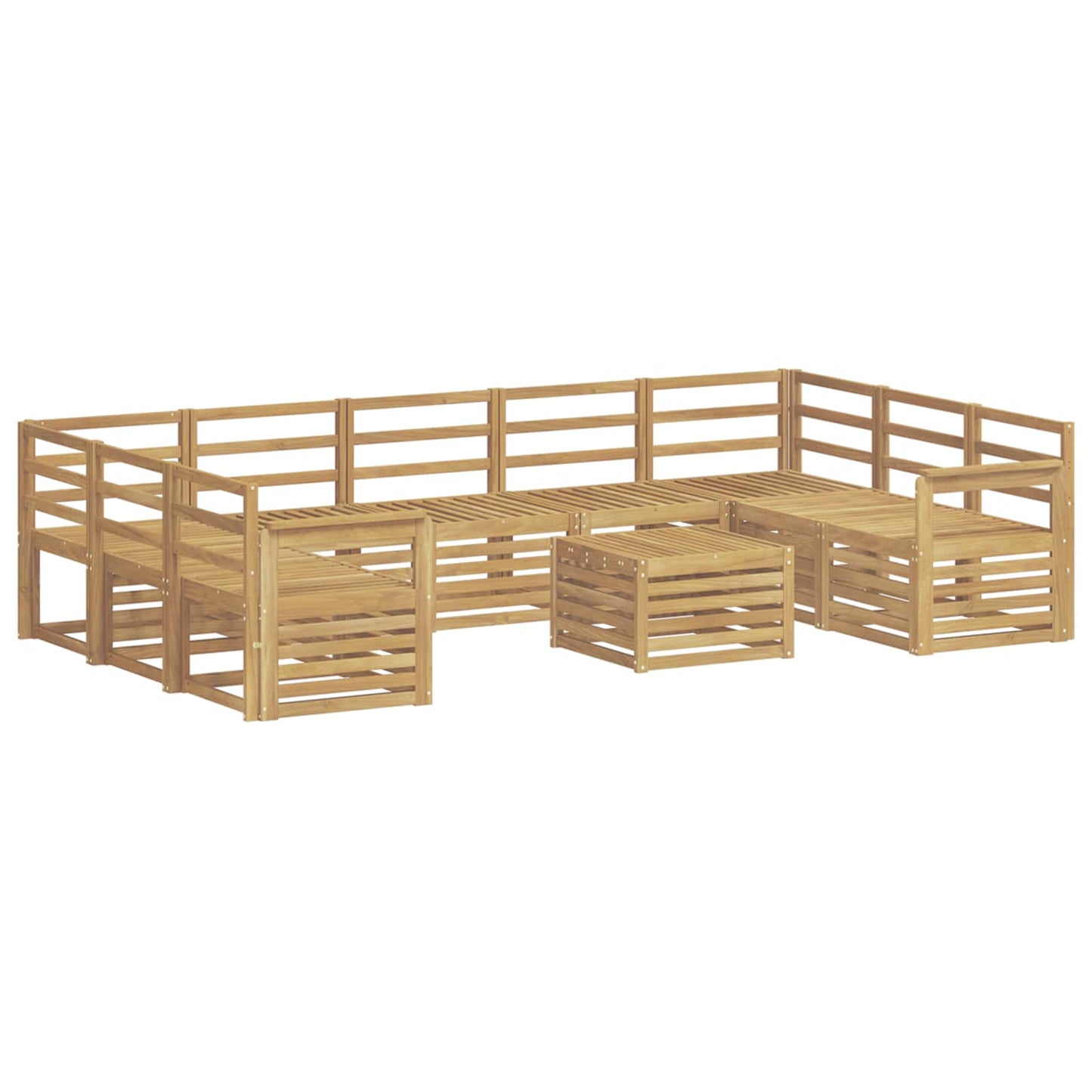 Outdoor Sofa Set 10 pcs White 59 x 59 x 37 cm Solid Acacia Wood