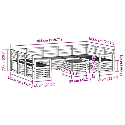 Outdoor Sofa Set 10 pcs White 59 x 59 x 37 cm Solid Acacia Wood