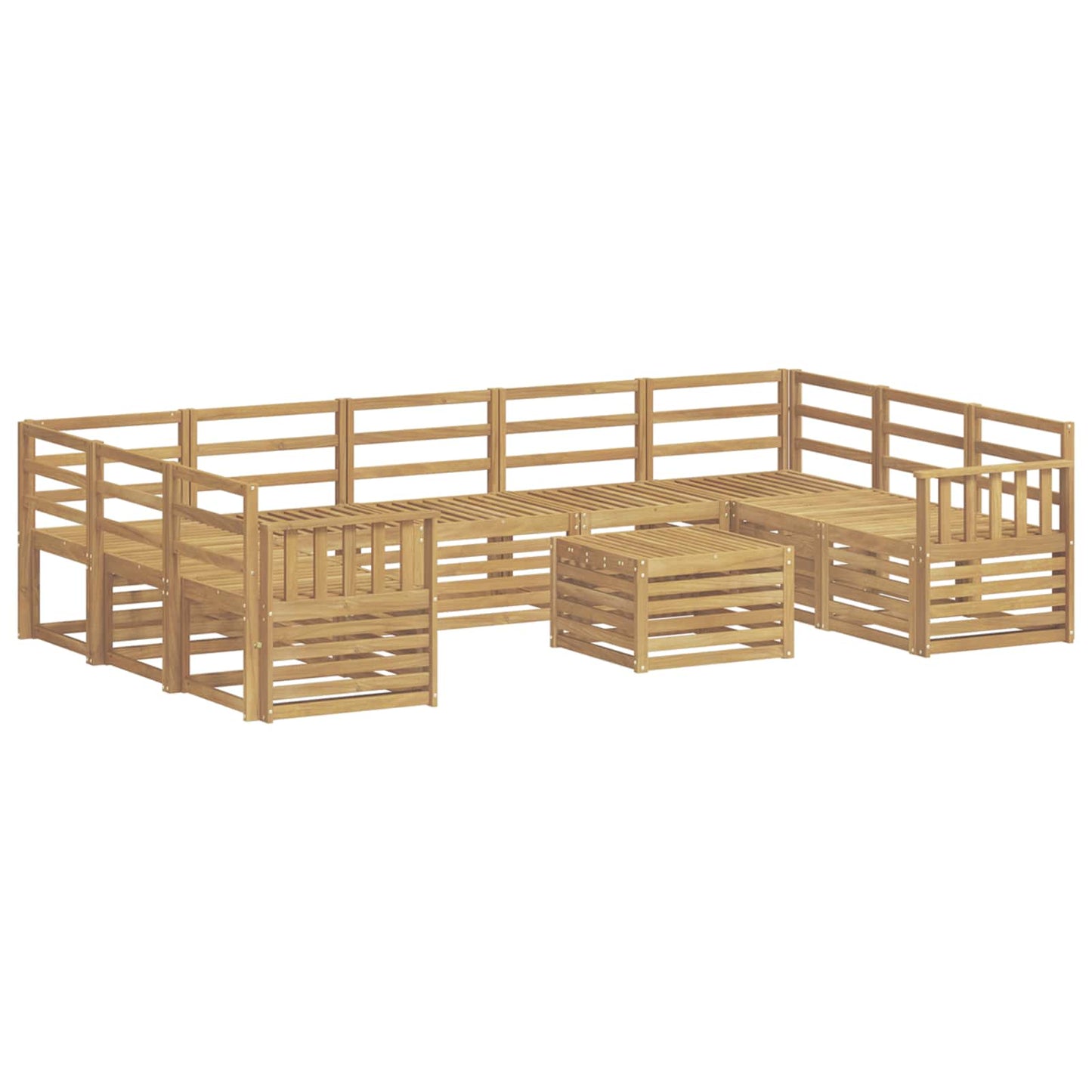 Outdoor Sofa Set 10 pcs White 59 x 59 x 37 cm Solid Acacia Wood