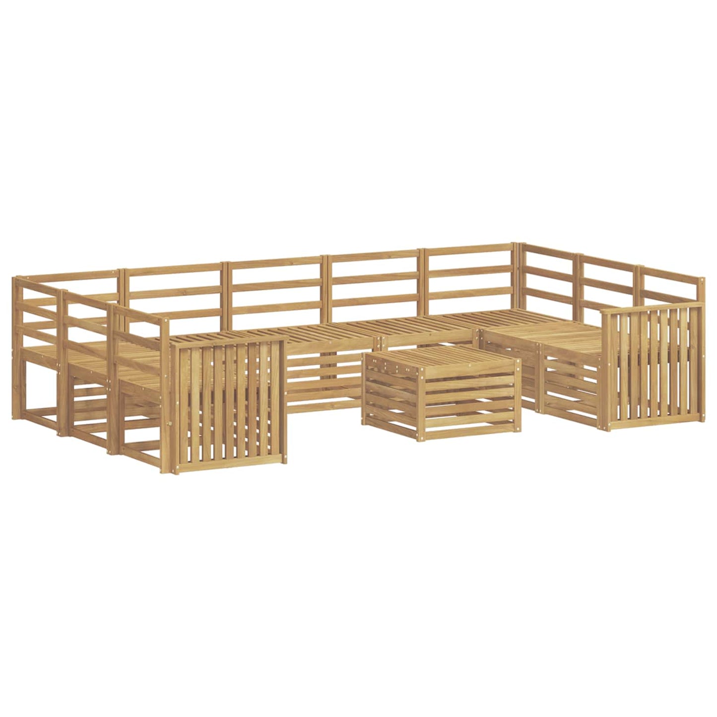 Outdoor Sofa Set 10 pcs White 59 x 59 x 37 cm Solid Acacia Wood