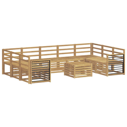 Outdoor Sofa Set 10 pcs White 59 x 59 x 37 cm Solid Acacia Wood