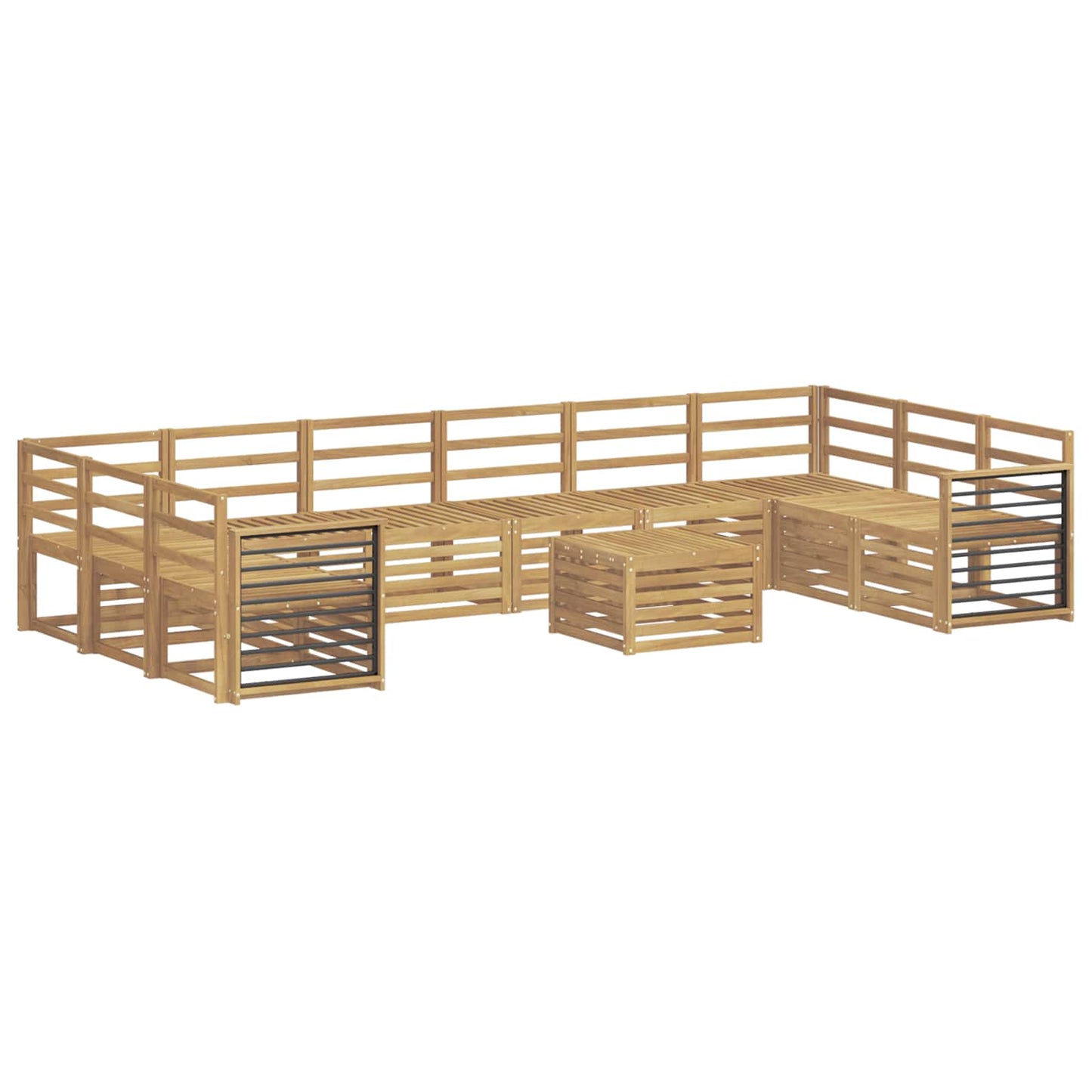 Outdoor Sofa Set 11 pcs White 59 x 59 x 37 cm Solid Acacia Wood