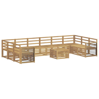 Outdoor Sofa Set 11 pcs White 59 x 59 x 37 cm Solid Acacia Wood