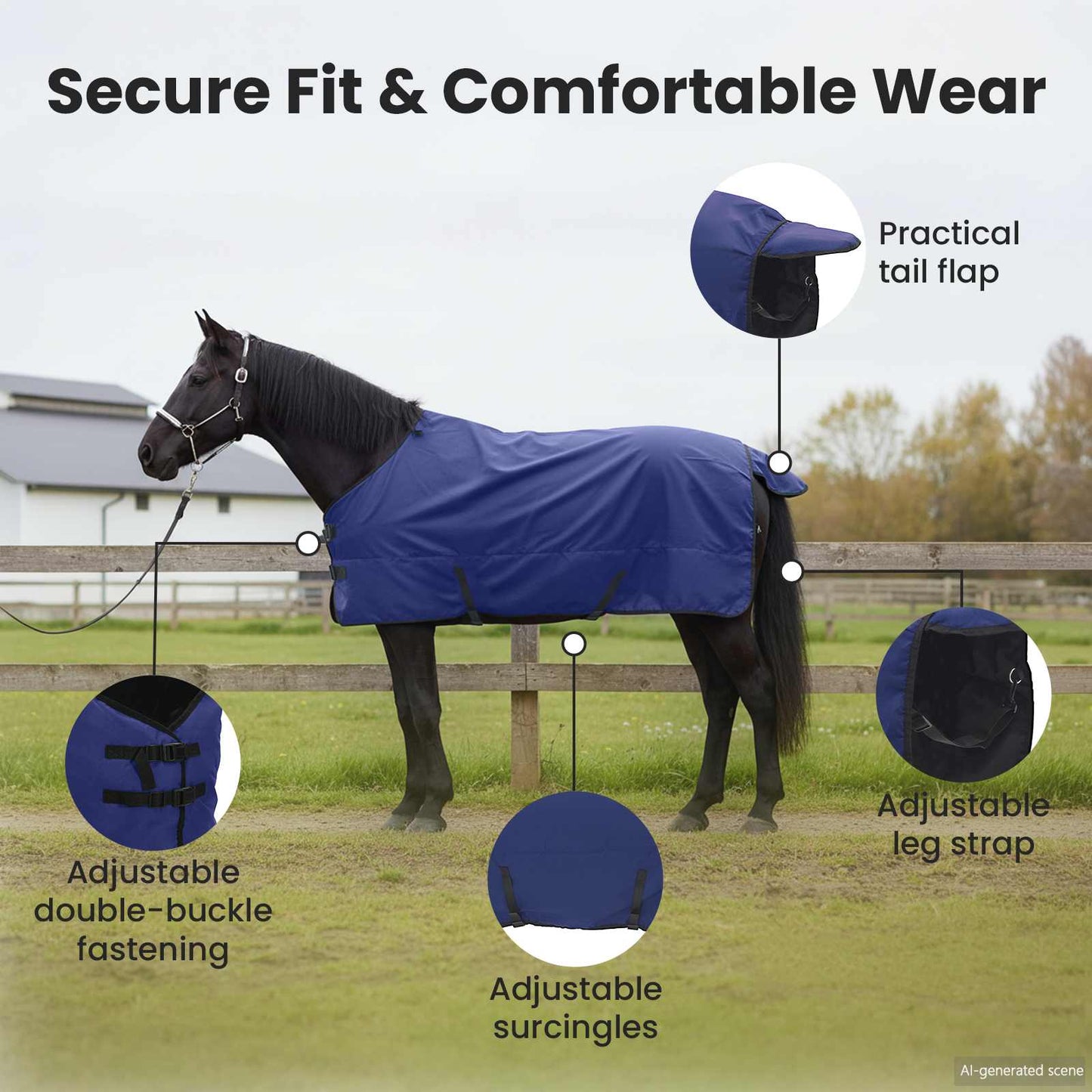 Horse Blanket Full Navy Blue 75 cm Polyester