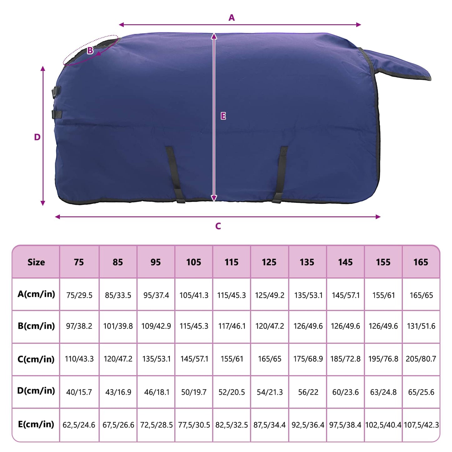 Horse Blanket Full Navy Blue 155 cm Polyester