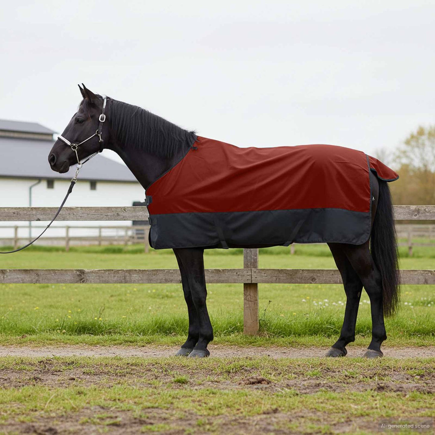 Horse Blanket Bordeaux and Black 125 cm Polyester