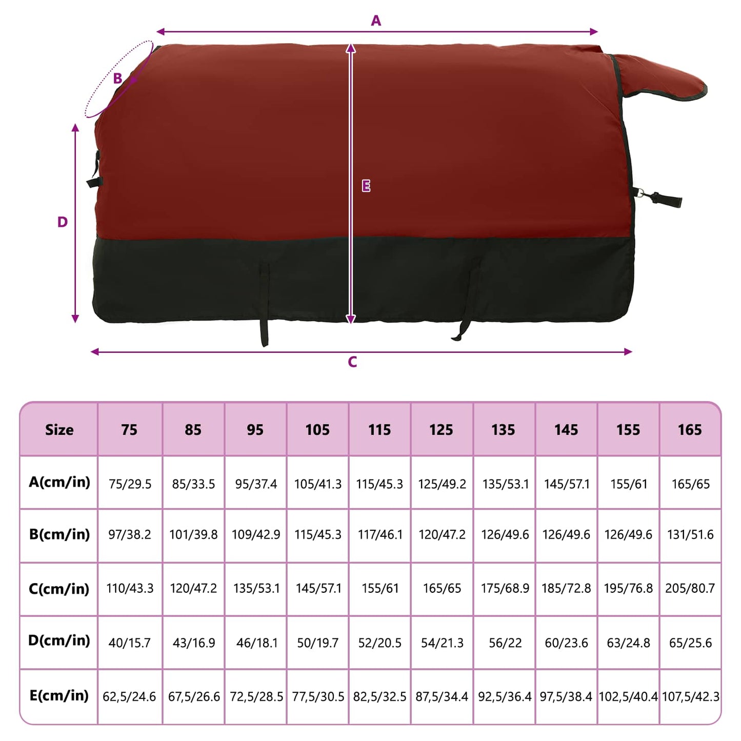 Horse Blanket Bordeaux and Black 125 cm Polyester