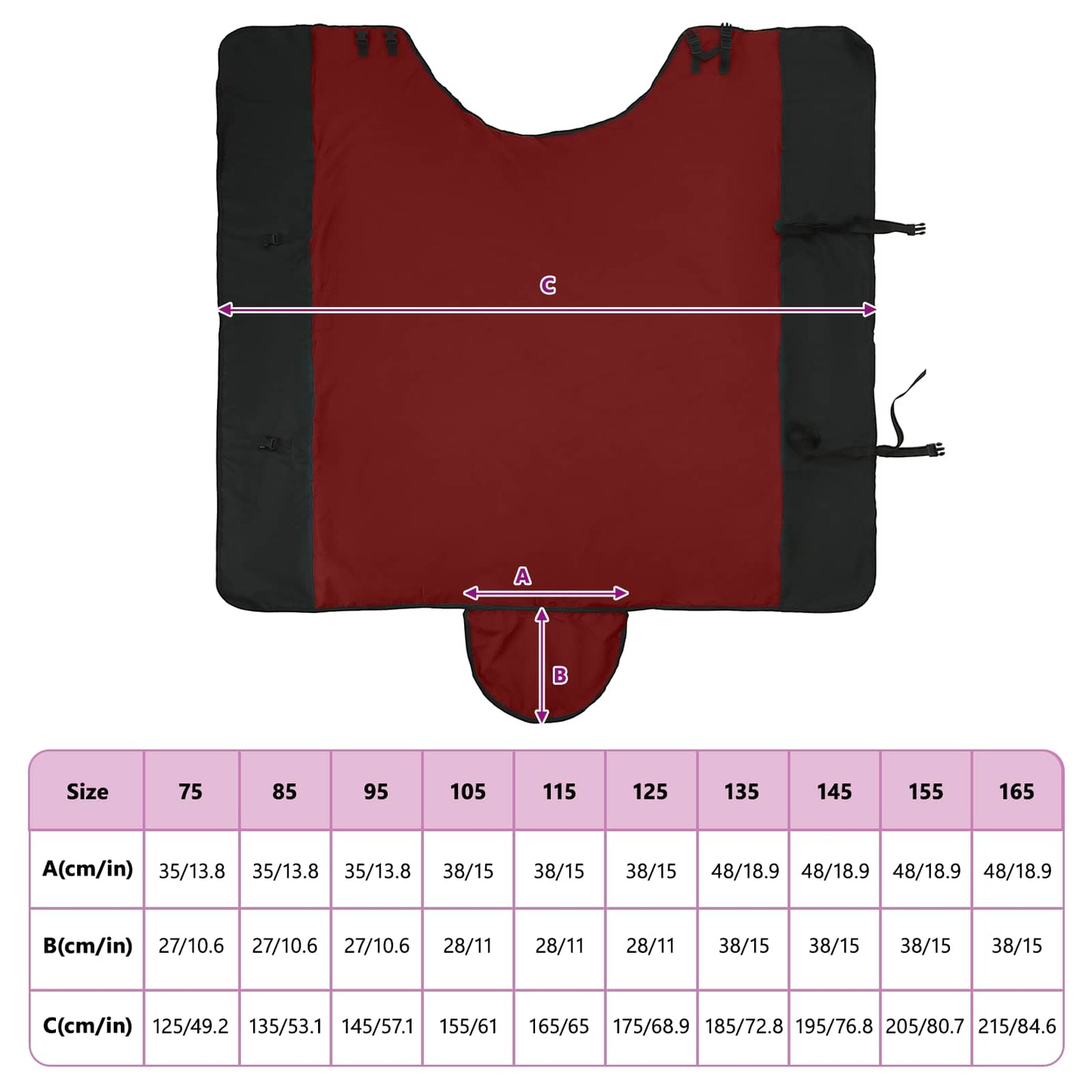 Horse Blanket Bordeaux and Black 125 cm Polyester