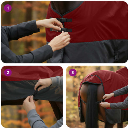 Horse Blanket Bordeaux and Black 135 cm Polyester