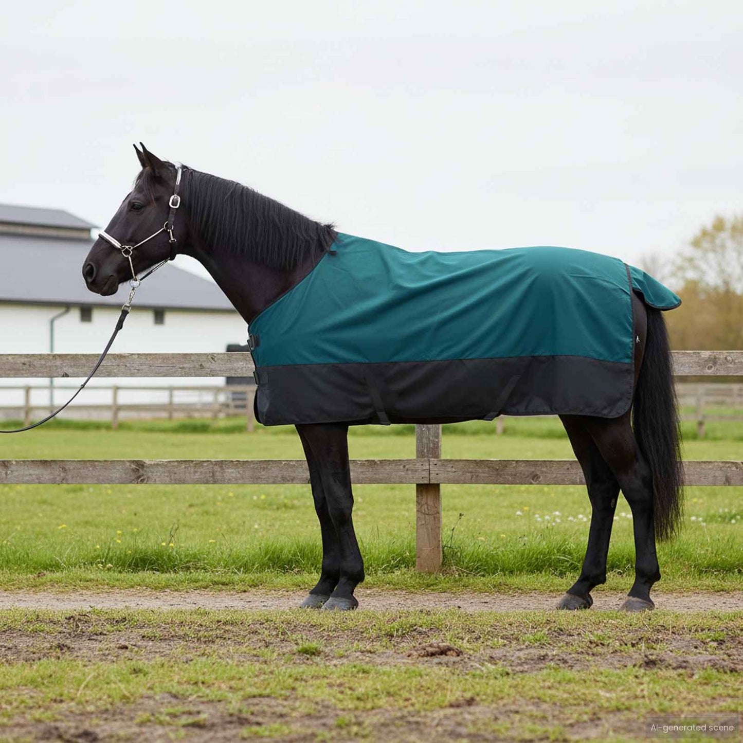Horse Blanket Dark Green and Black 75 cm Polyester