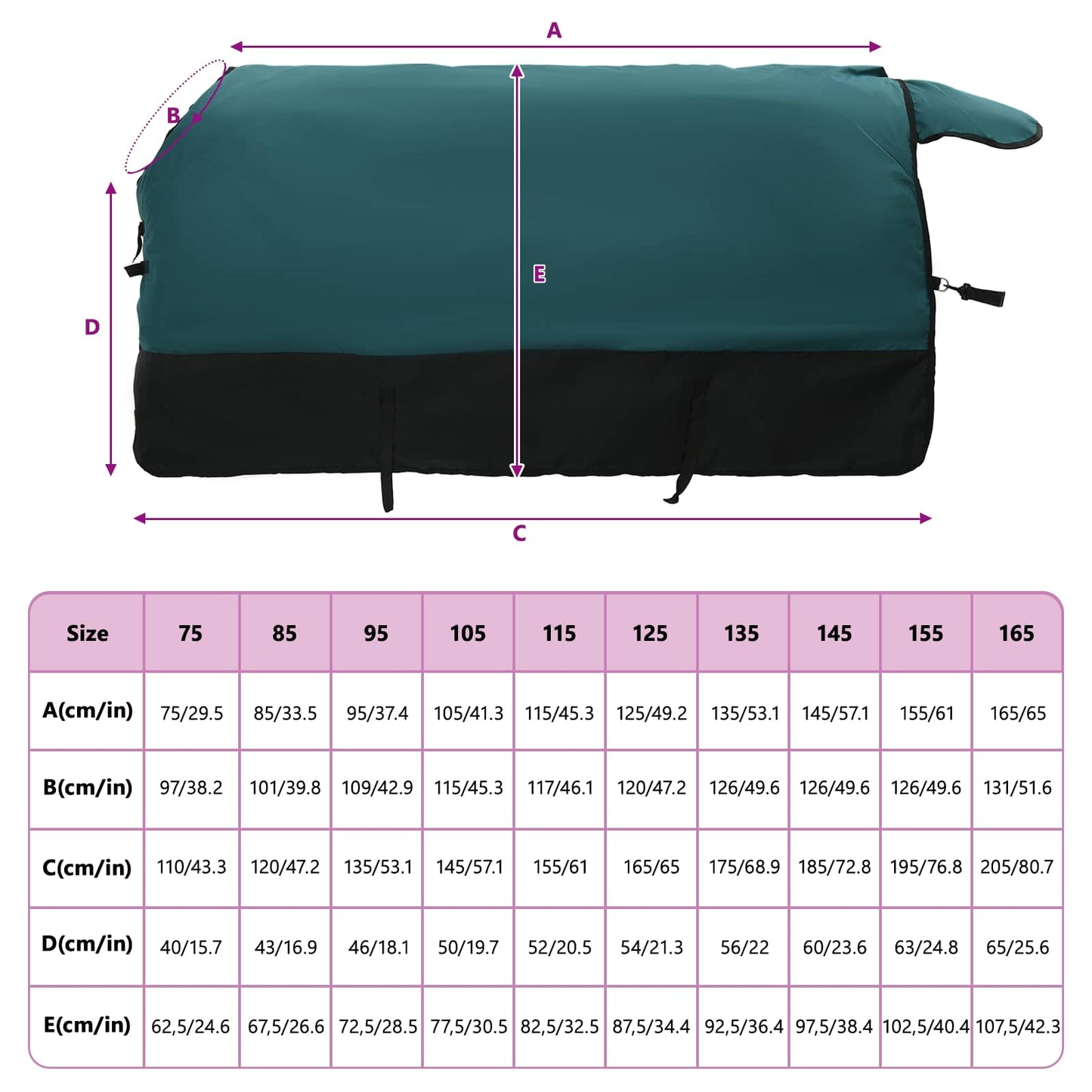 Horse Blanket Dark Green and Black 75 cm Polyester
