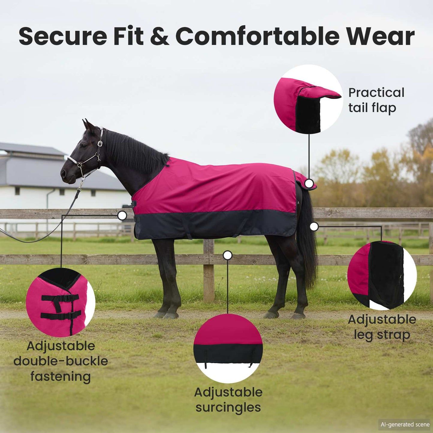 Horse Blanket Pink and Black 85 cm Polyester