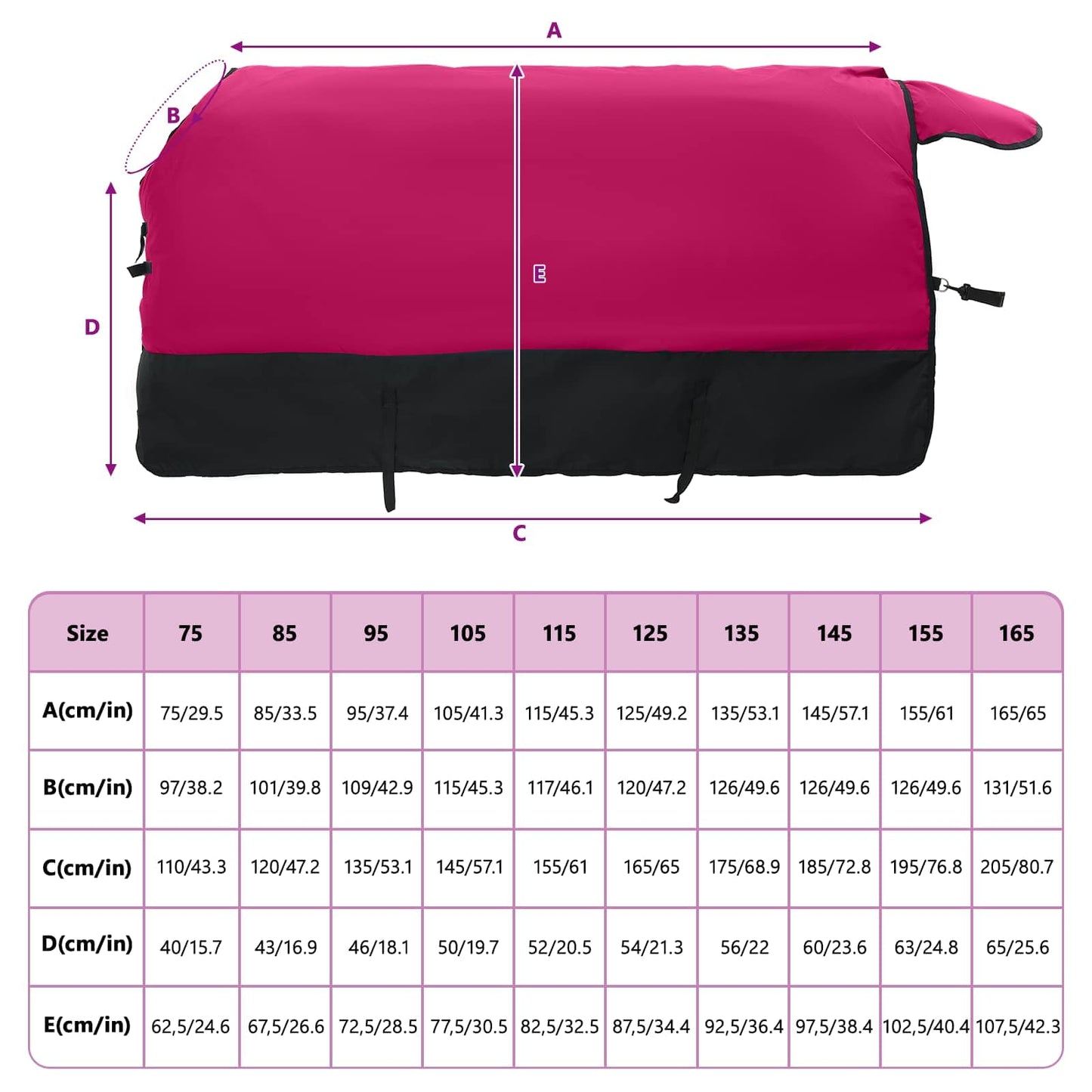 Horse Blanket Pink and Black 115 cm Polyester
