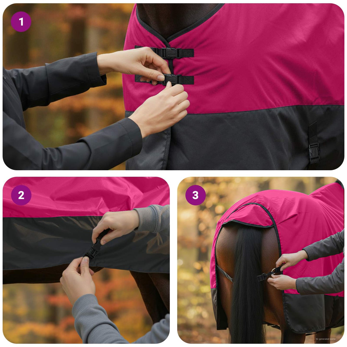 Horse Blanket Pink and Black 145 cm Polyester