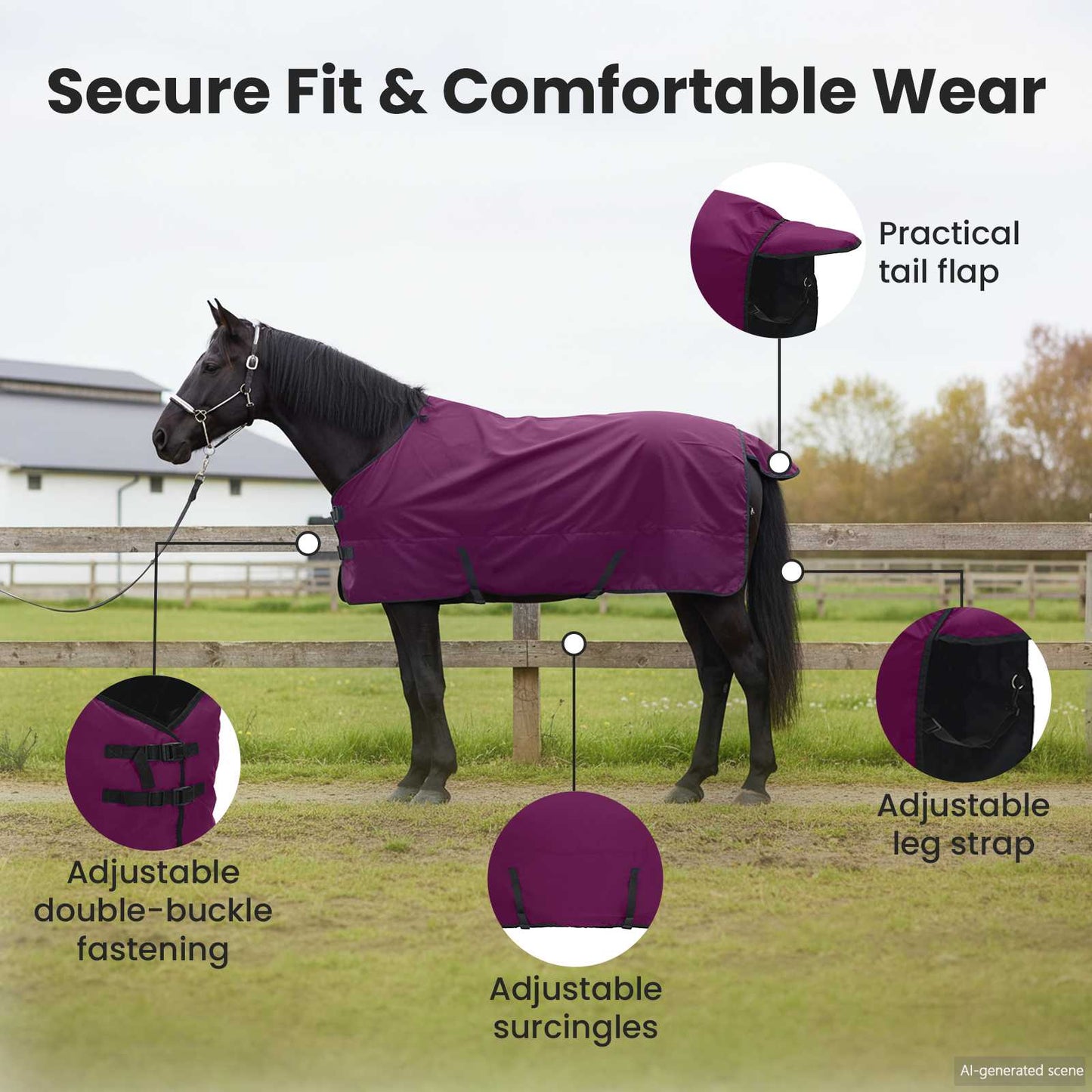 Horse Blanket Full Purple 85 cm Polyester
