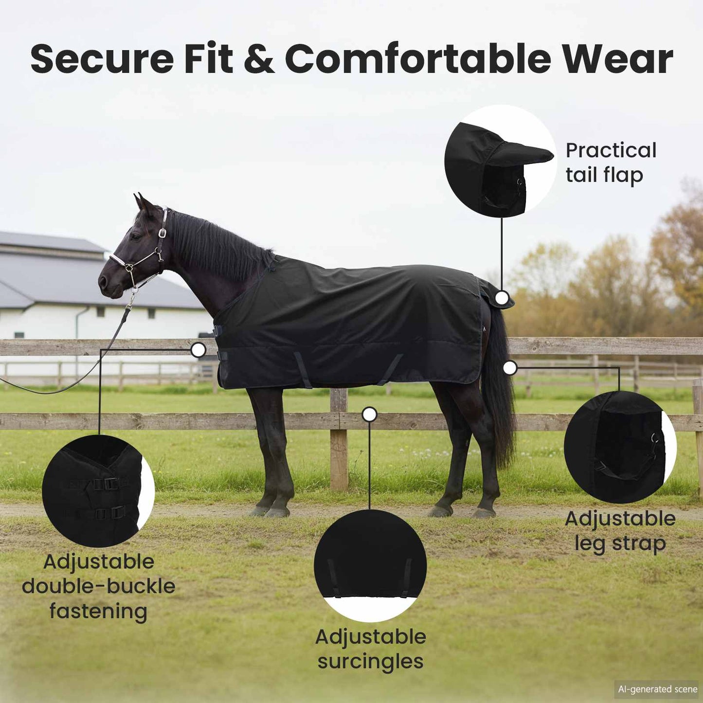 Horse Blanket Full Black 85 cm Polyester