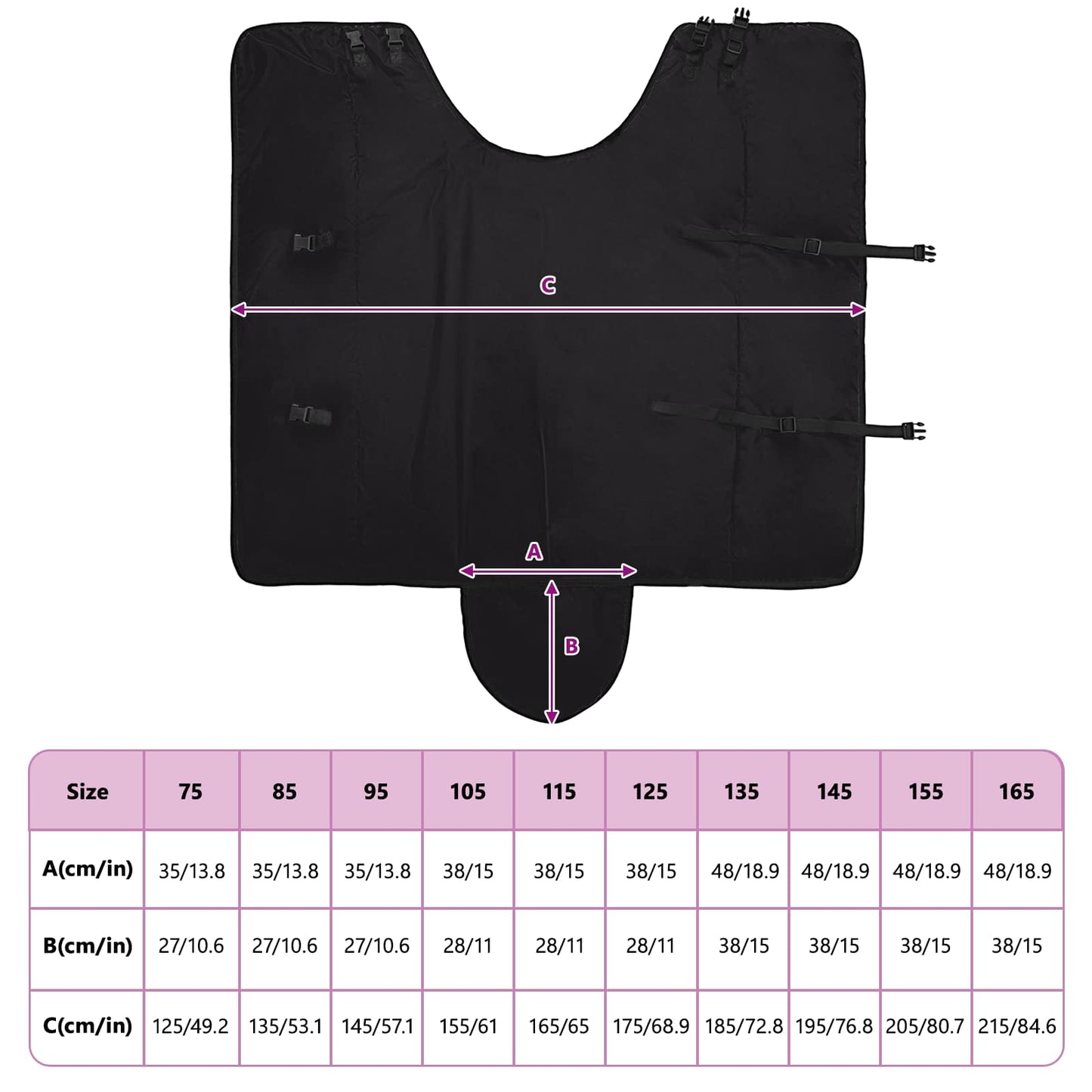 Horse Blanket Full Black 145 cm Polyester
