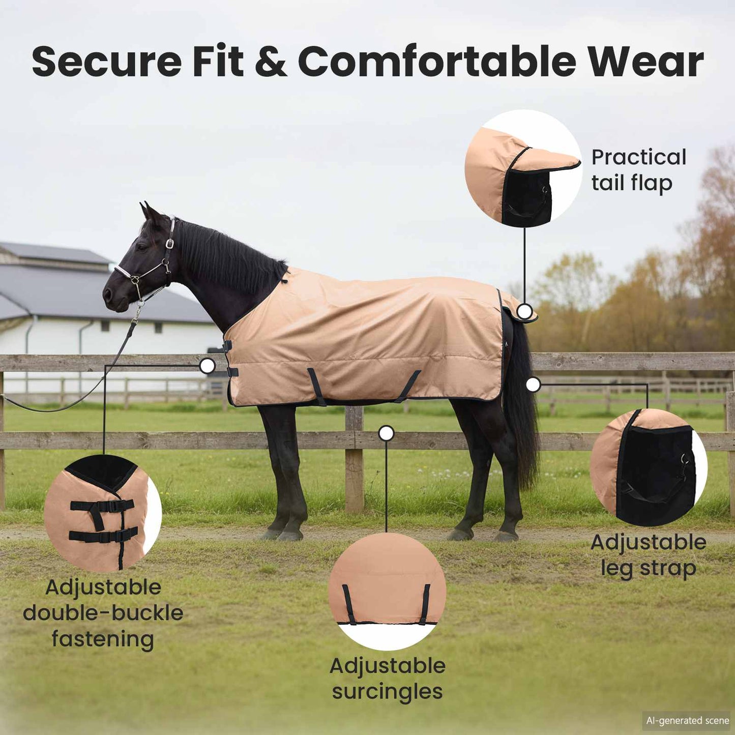 Horse Blanket Cappuccino 165 cm Polyester