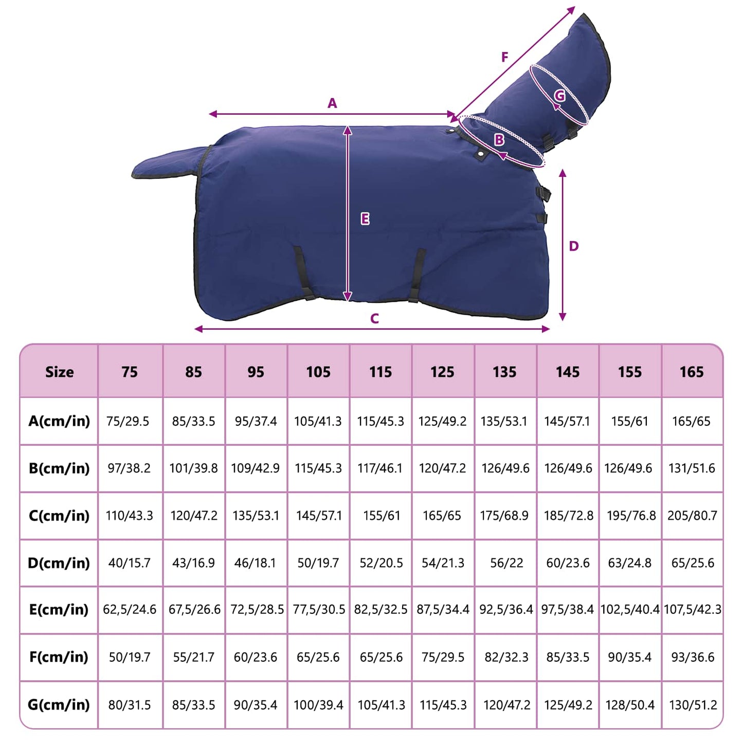 Horse Blanket Full Navy Blue 115 cm Polyester