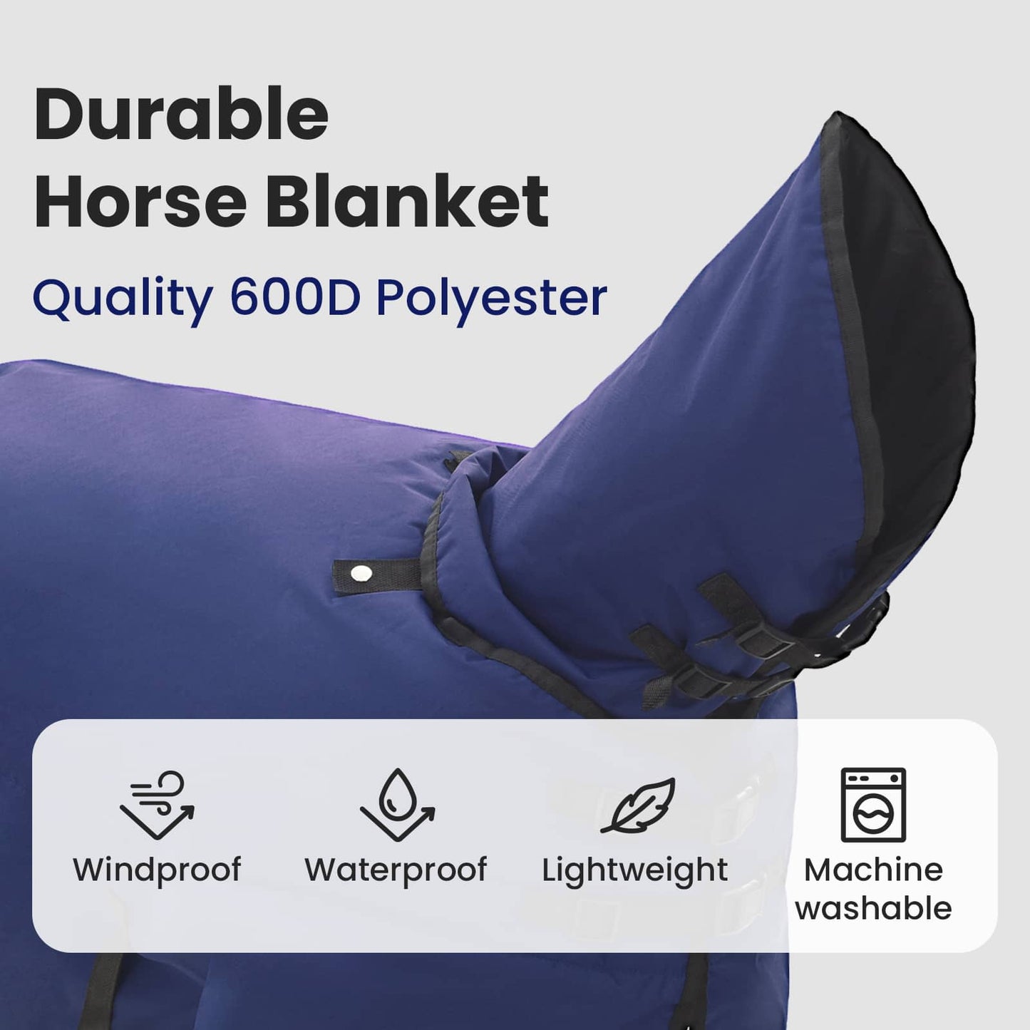 Horse Blanket Full Navy Blue 165 cm Polyester