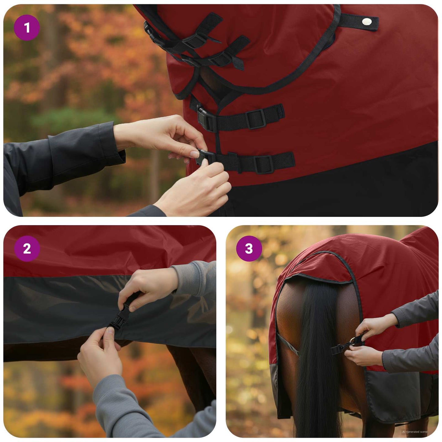 Horse Blanket Bordeaux and Black 135 cm Polyester