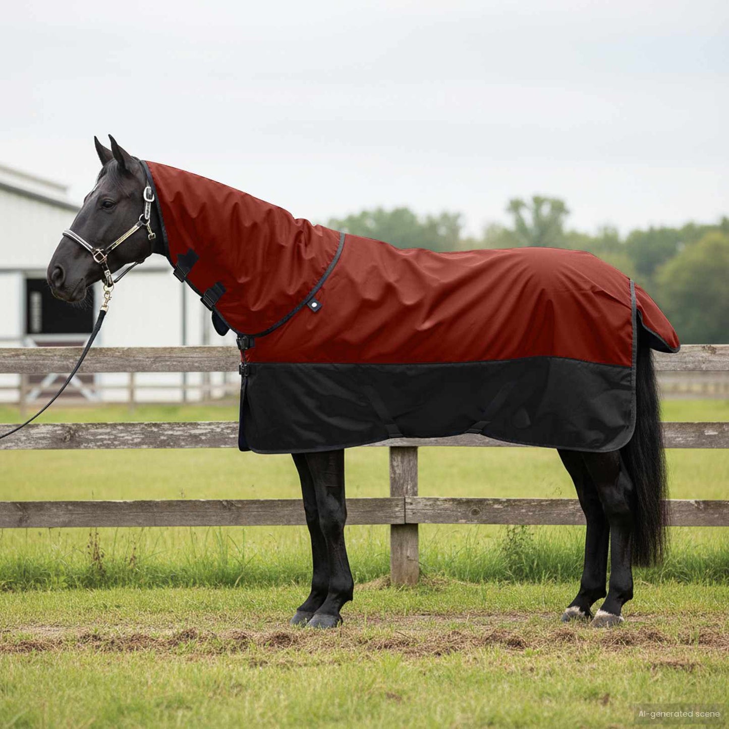 Horse Blanket Bordeaux and Black 135 cm Polyester
