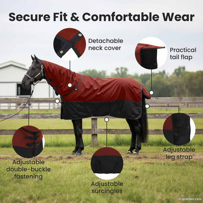 Horse Blanket Bordeaux and Black 135 cm Polyester