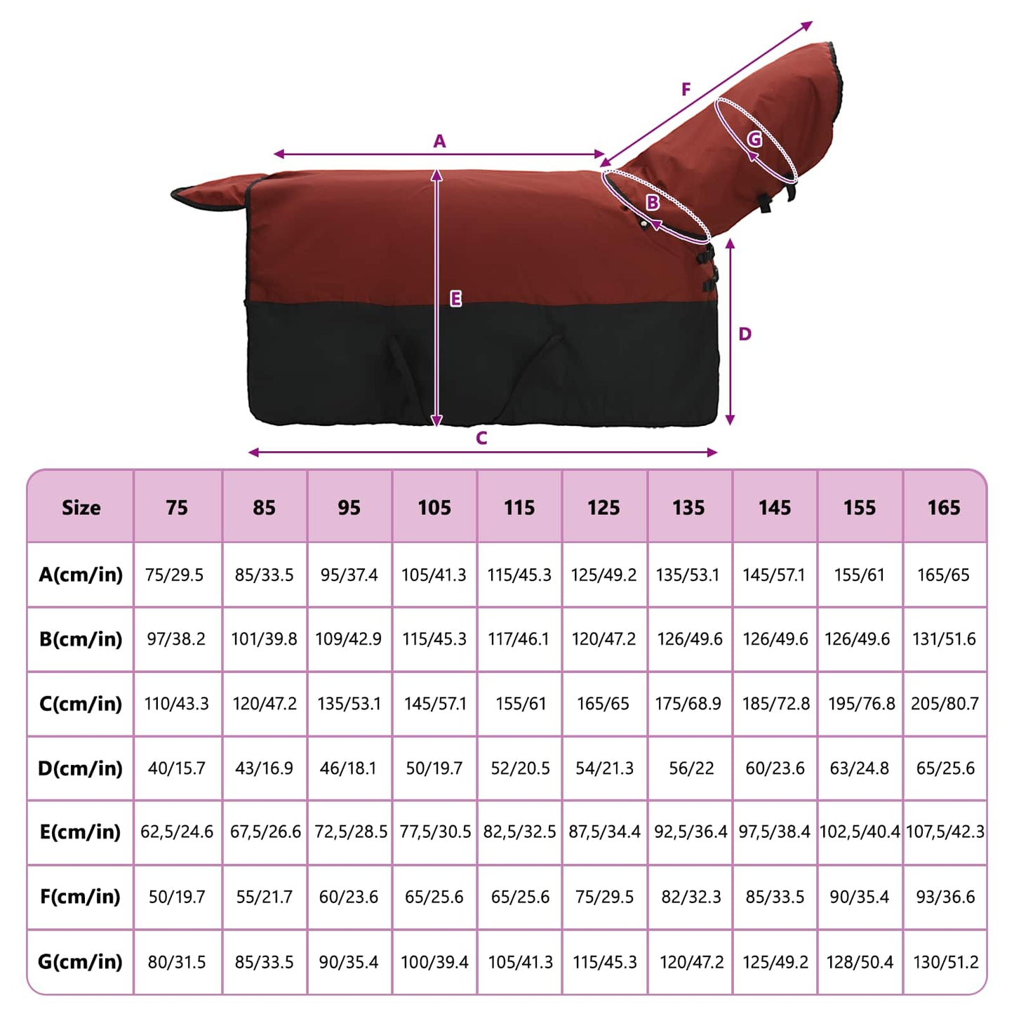 Horse Blanket Bordeaux and Black 145 cm Polyester