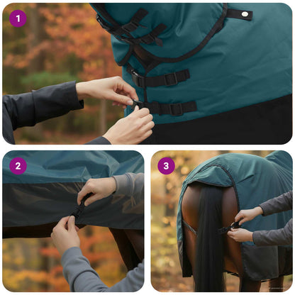 Horse Blanket Dark Green and Black 85 cm Polyester