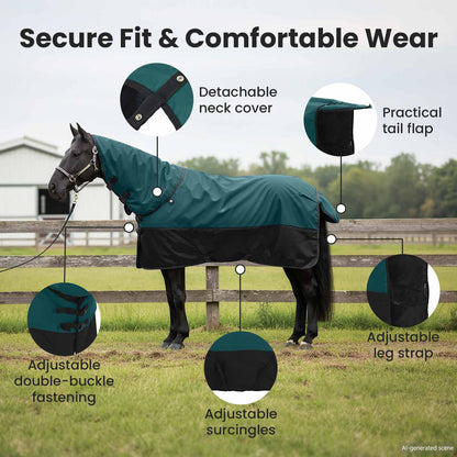 Horse Blanket Dark Green and Black 135 cm Polyester