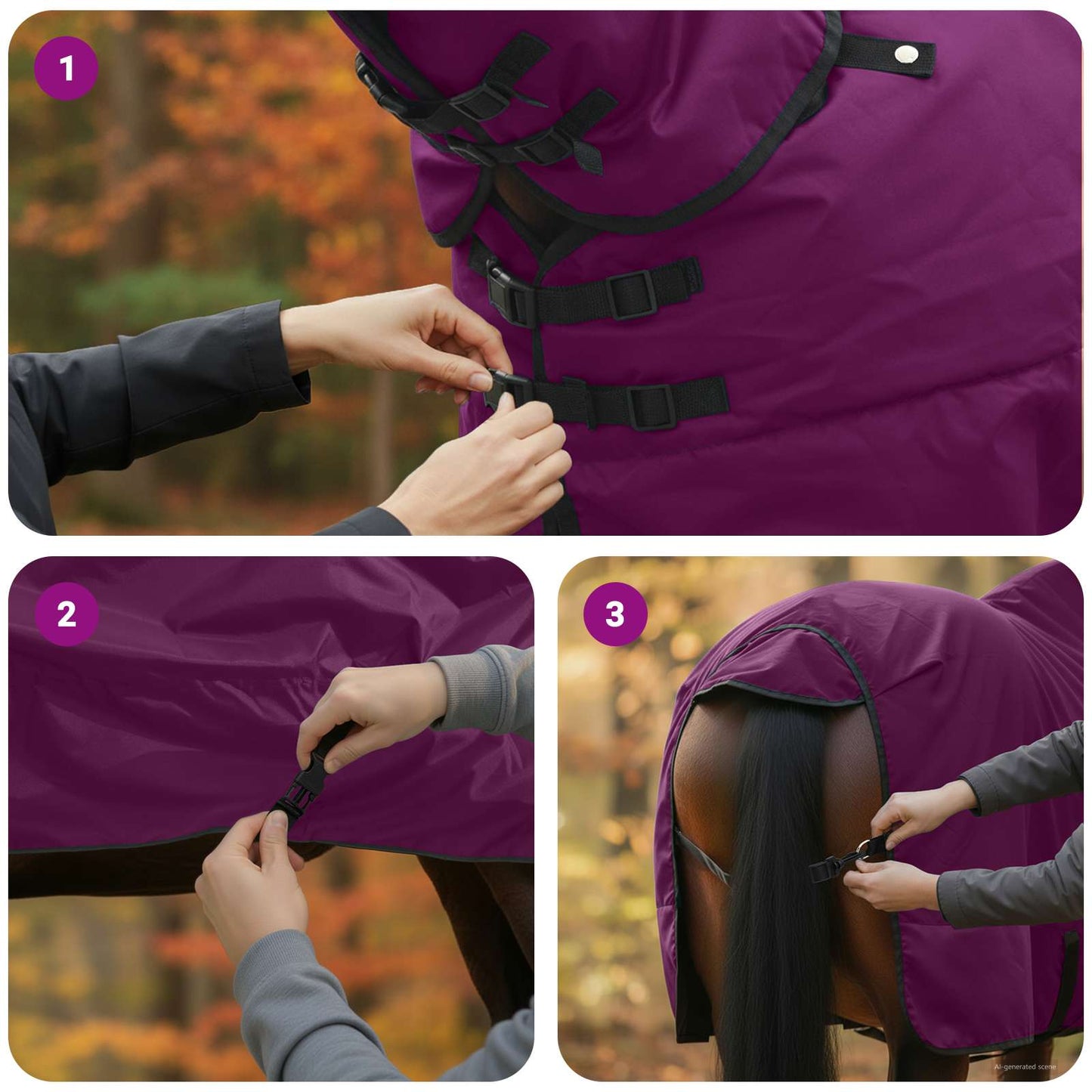 Horse Blanket Full Purple 135 cm Polyester