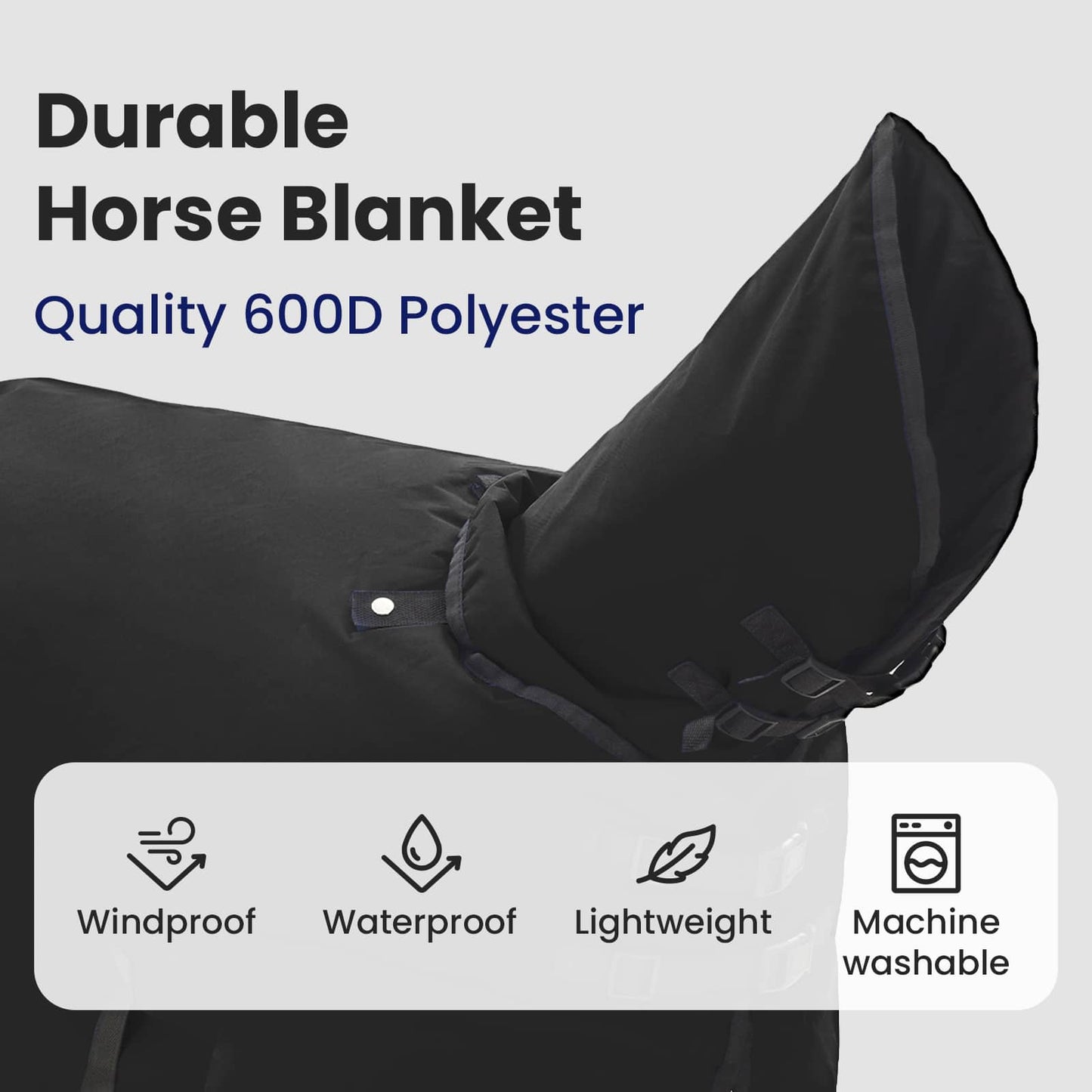 Horse Blanket Full Black 145 cm Polyester