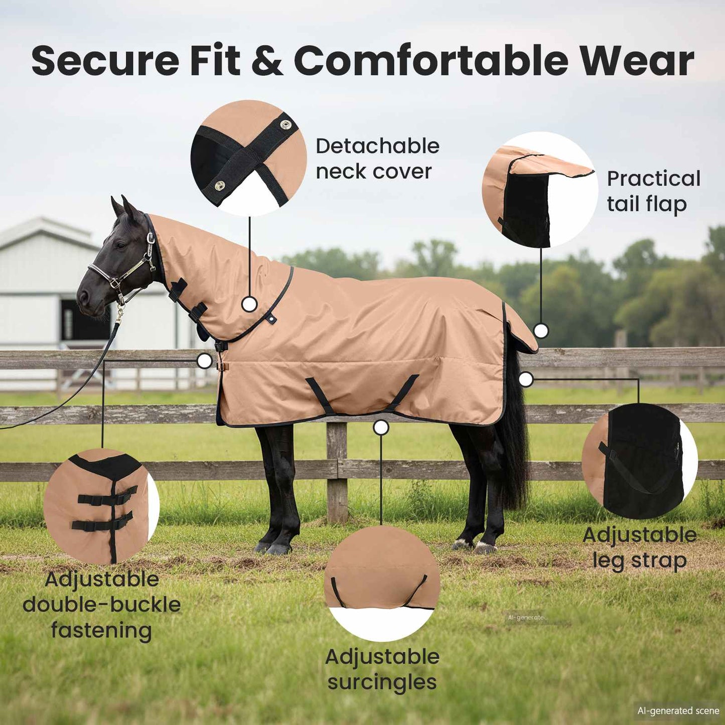Horse Blanket Cappuccino 95 cm Polyester