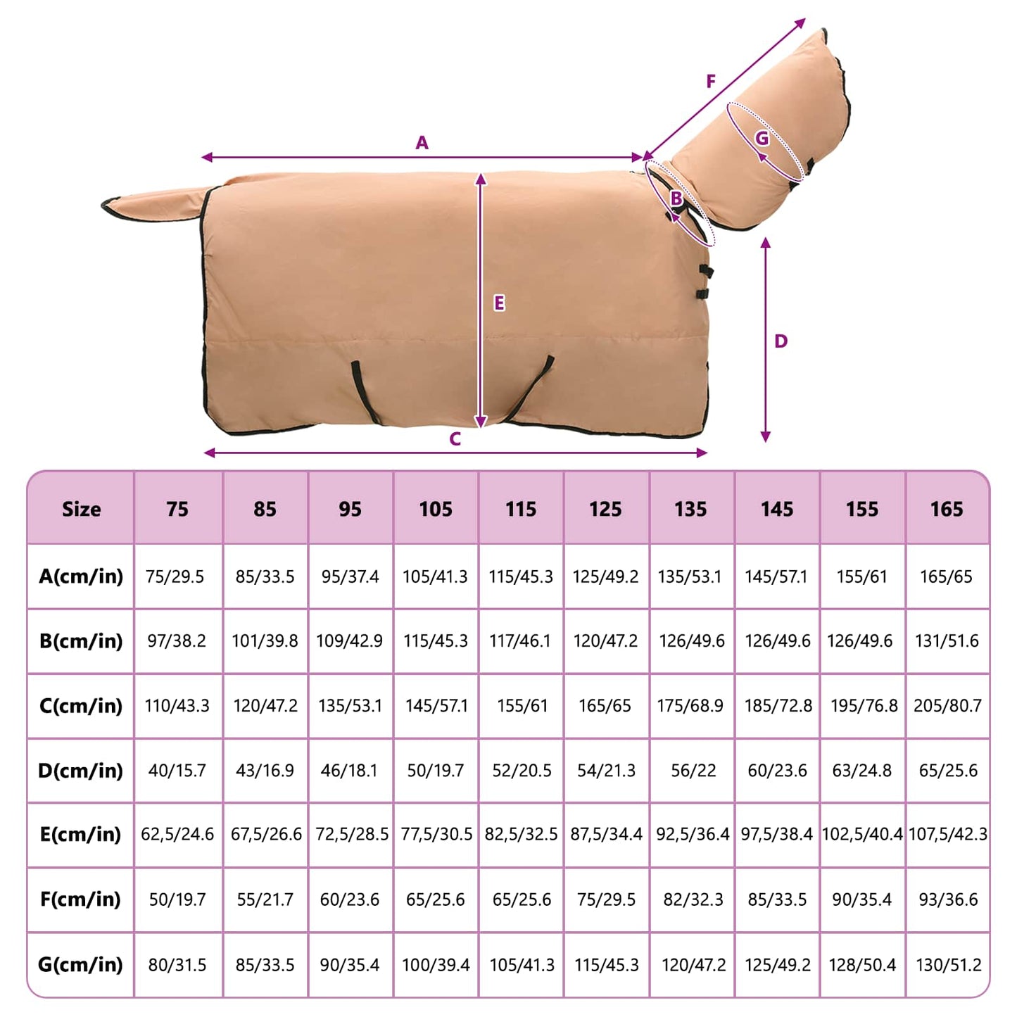 Horse Blanket Cappuccino 165 cm Polyester