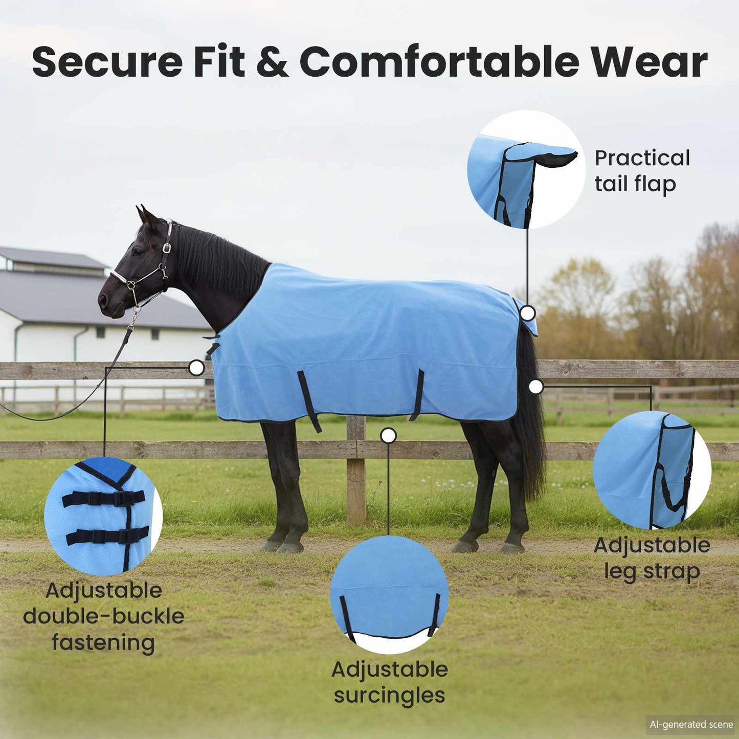 Horse Blanket Full Aqua 165 cm Polyester