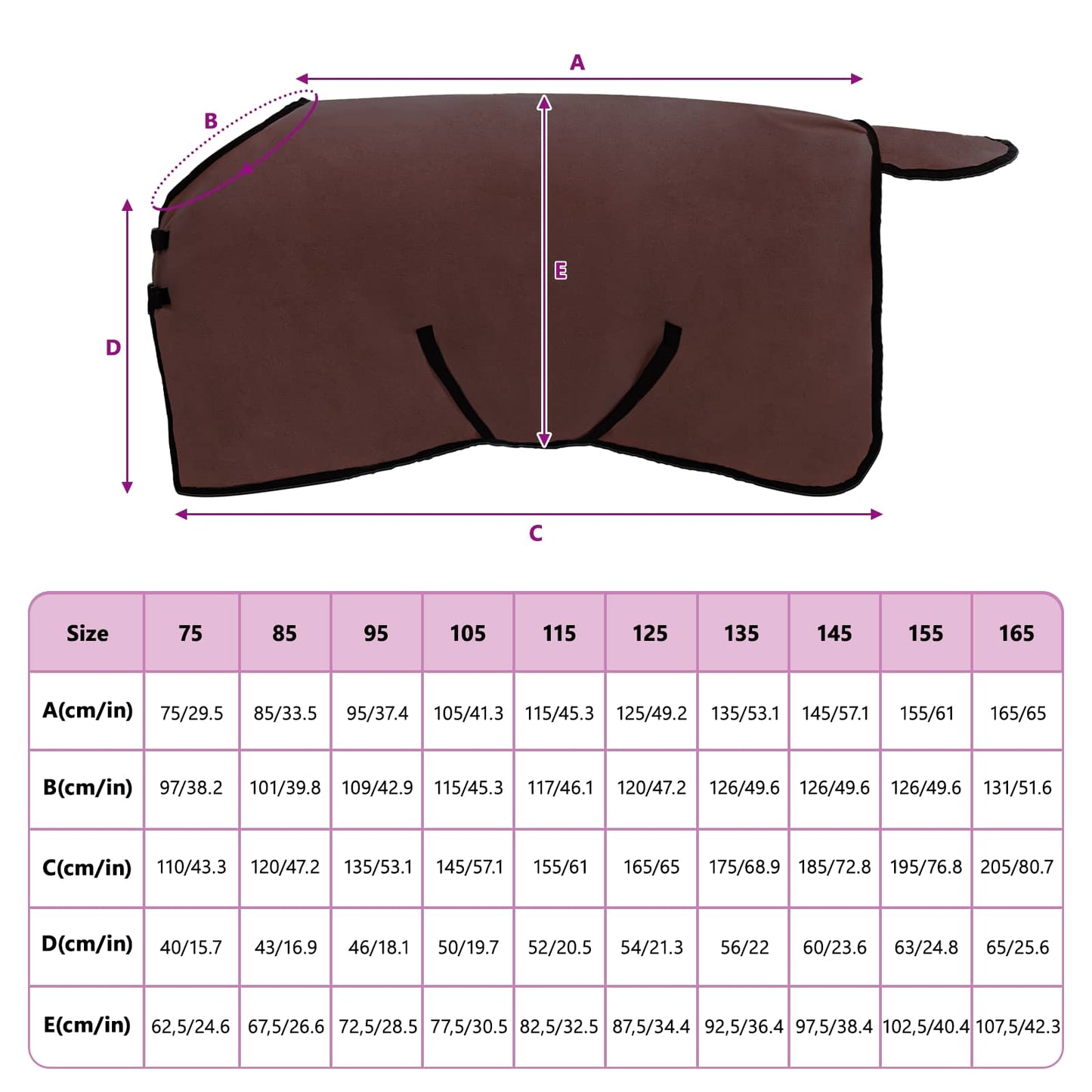 Horse Blanket Full Dark Brown 75 cm Polyester