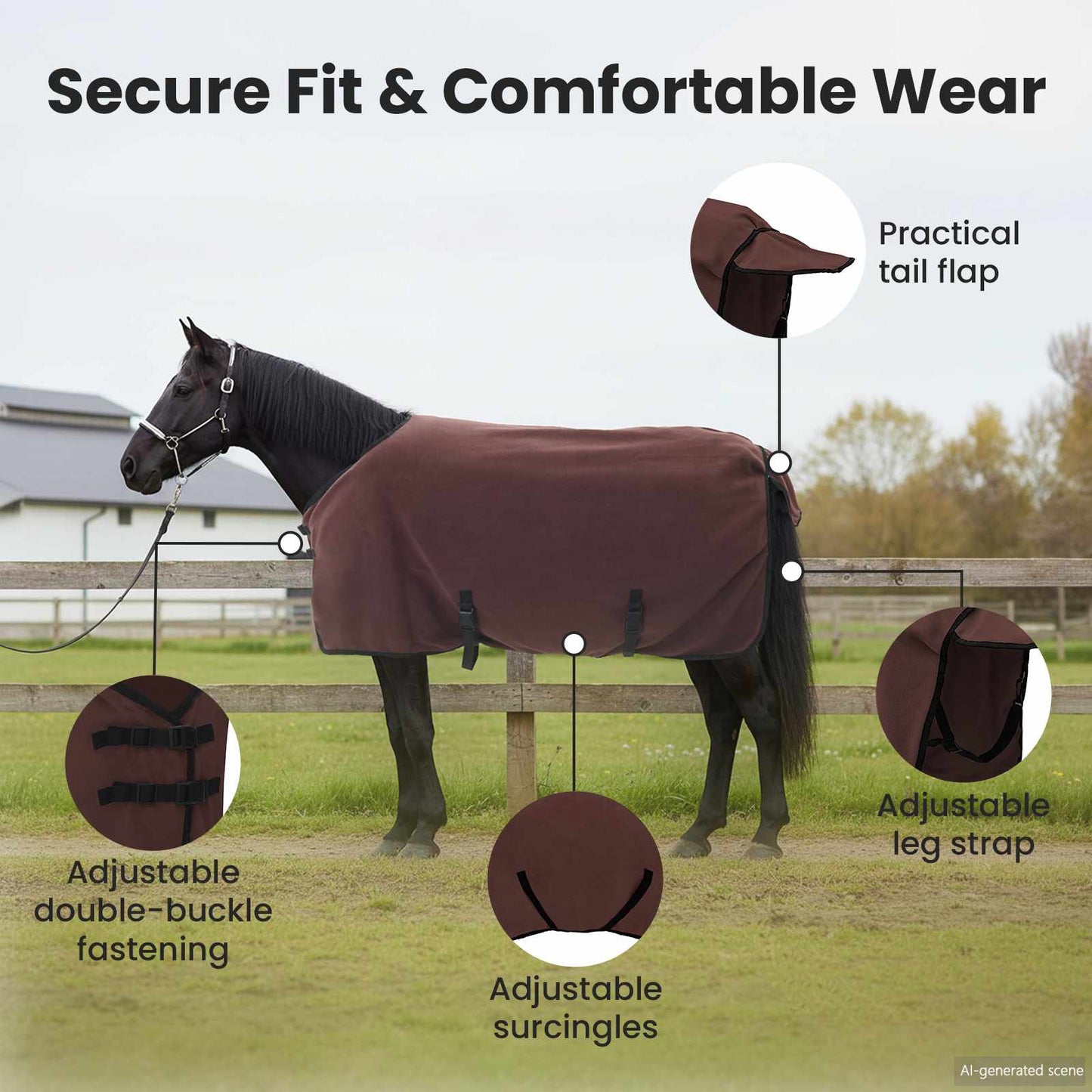 Horse Blanket Full Dark Brown 95 cm Polyester