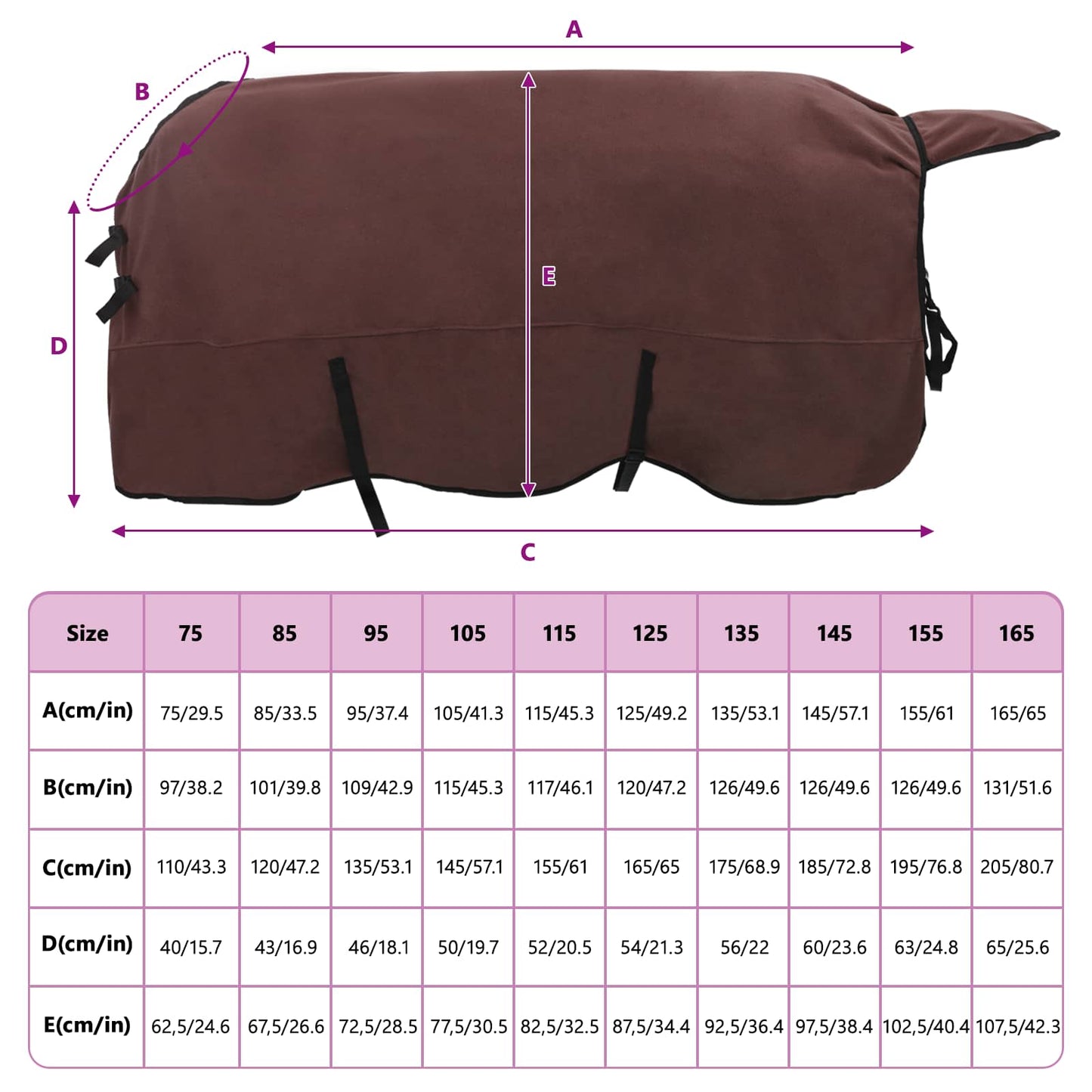 Horse Blanket Full Dark Brown 125 cm Polyester