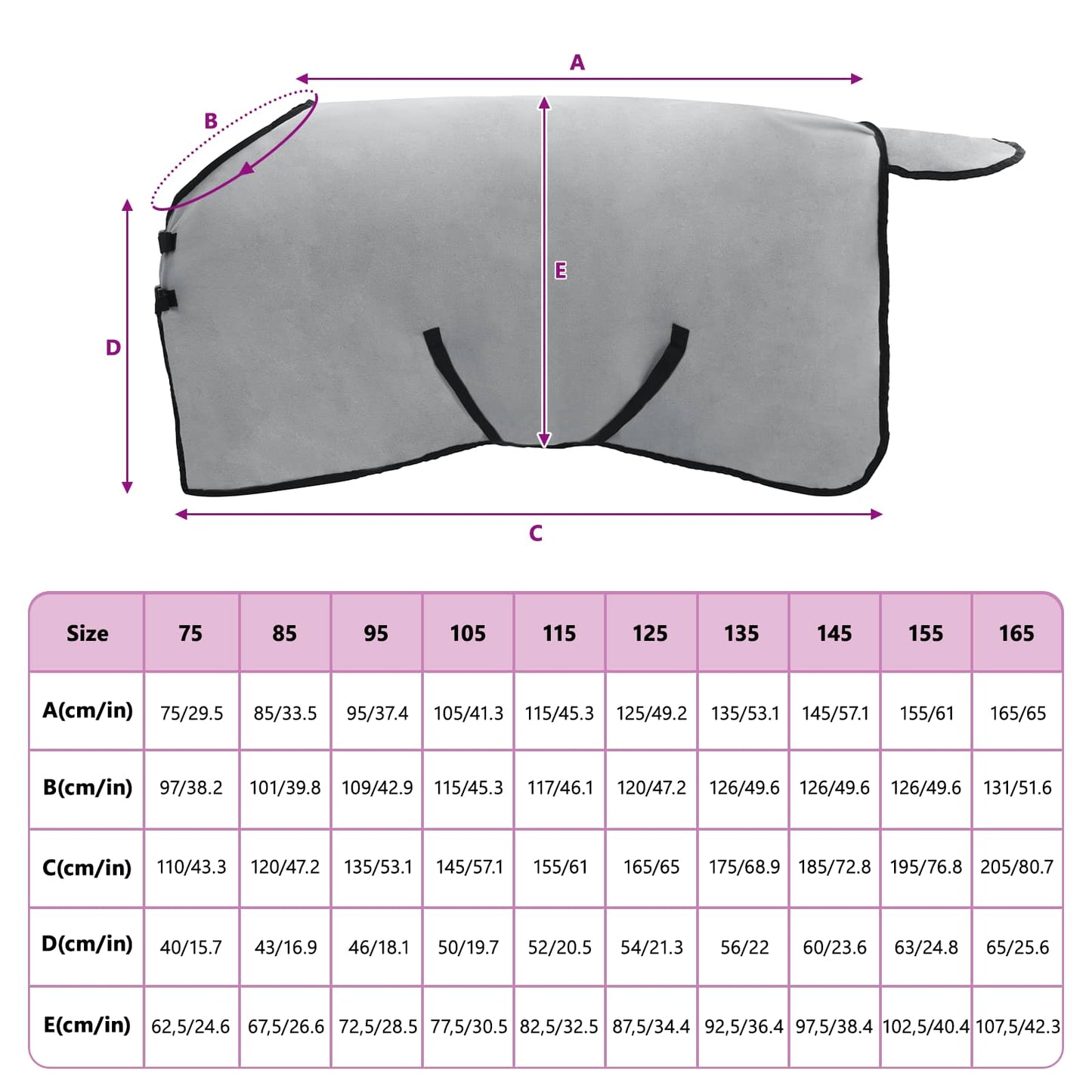 Horse Blanket Full Light Grey and Pink 115 cm Polyester