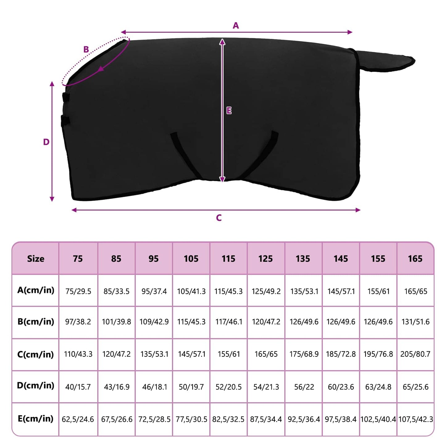 Horse Blanket Black 95 cm Polyester