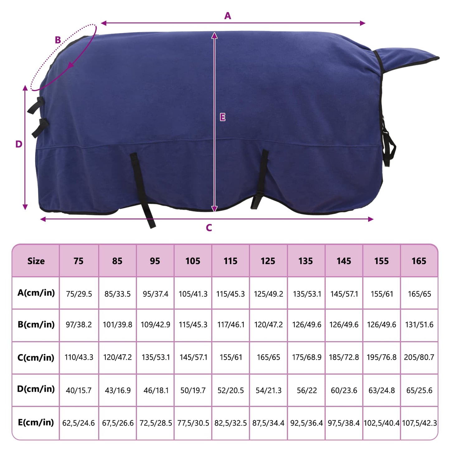Horse Blanket Navy Blue 135 cm Polyester